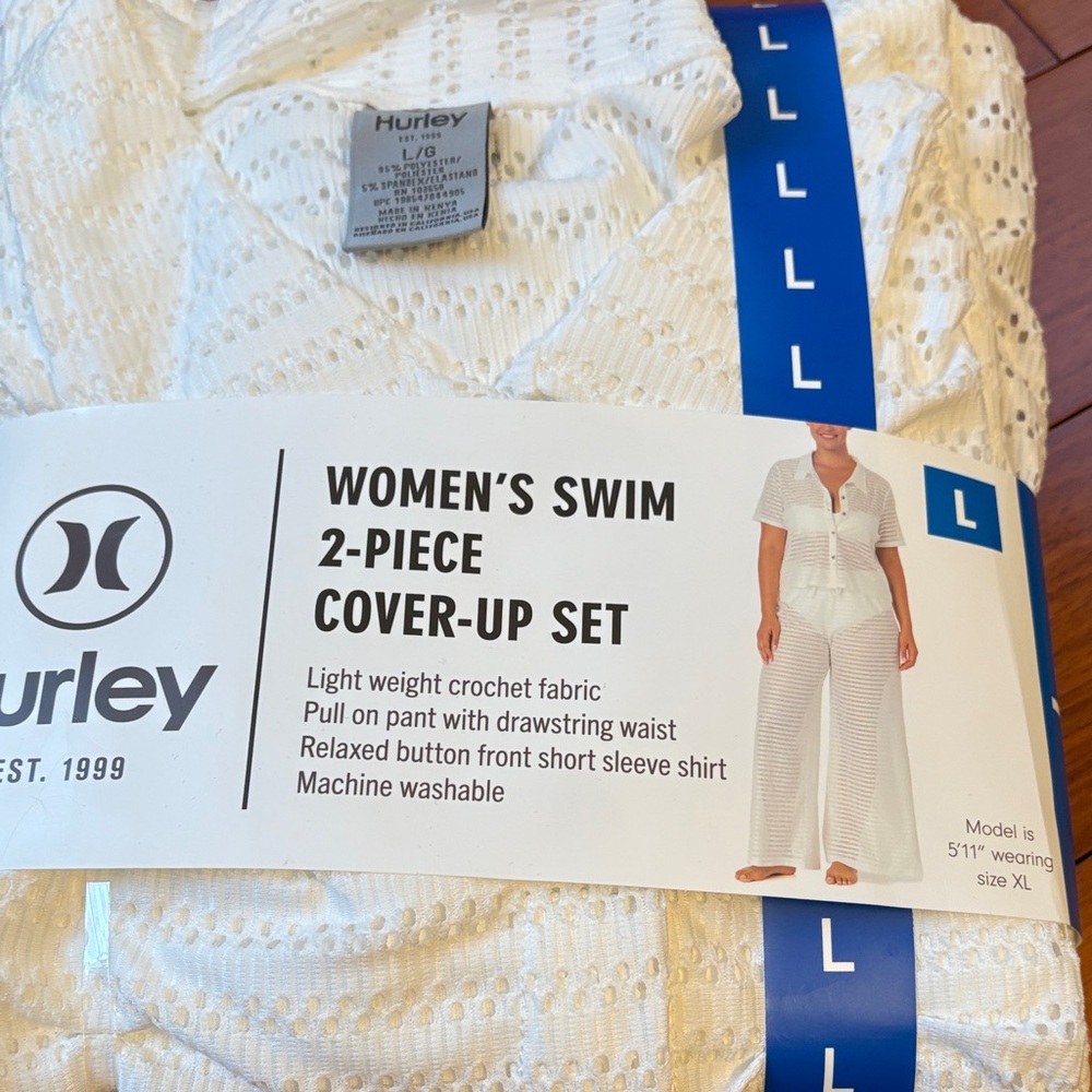 Hurley Women's Cream Crochet Swim Cover-Up Set